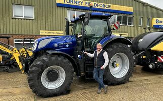 Kaleb Cooper picked up a T7.300 tractor combined with a BB11290 plus baler from the Turney Group